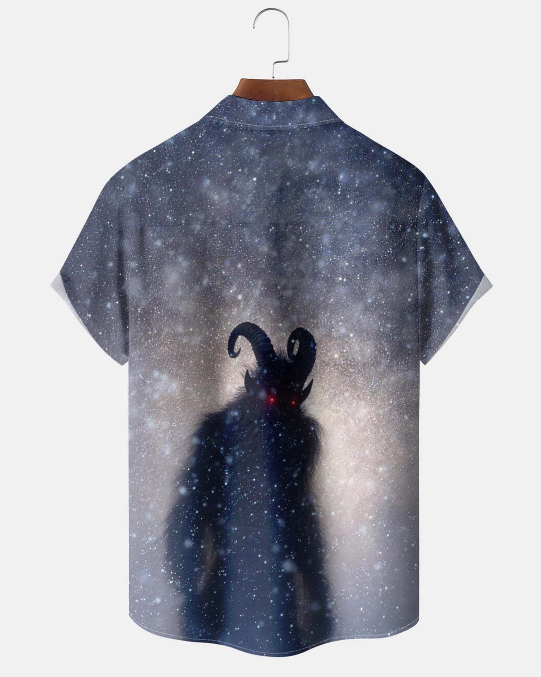 Alohadaddy® Men’s Short-Sleeve Button-Down Cardigan Shirt Vintage-Style Dark Goat Graphic Print with Pocket