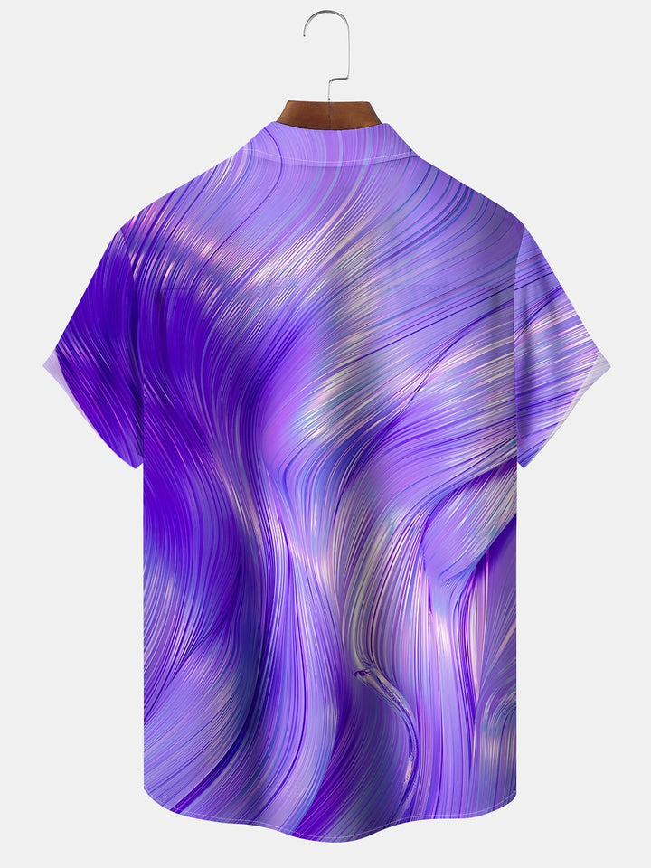 Alohadaddy® Casual Abstract Art Printed Art Chest Pocket Stretch Large Size Men&