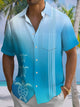Alohadaddy® Casual Gradient Stripe Pockets Moisture Wicking Large Size Stretch Men's Short Sleeve Shirt