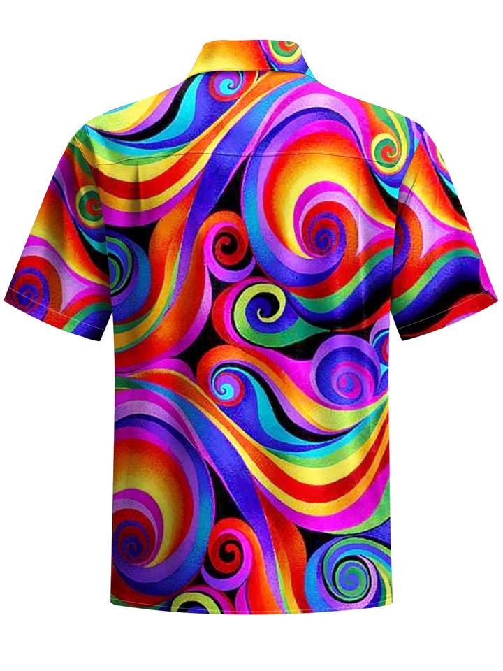 Alohadaddy® Casual Abstract Art Print Chest Pocket Men Short Sleeve Shirt Big &amp; Tall