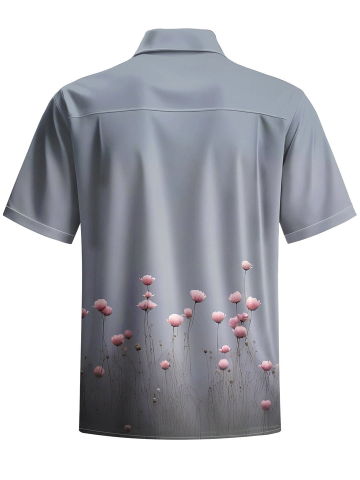 Alohadaddy® Casual Flowers Print Art Chest Pocket Men&
