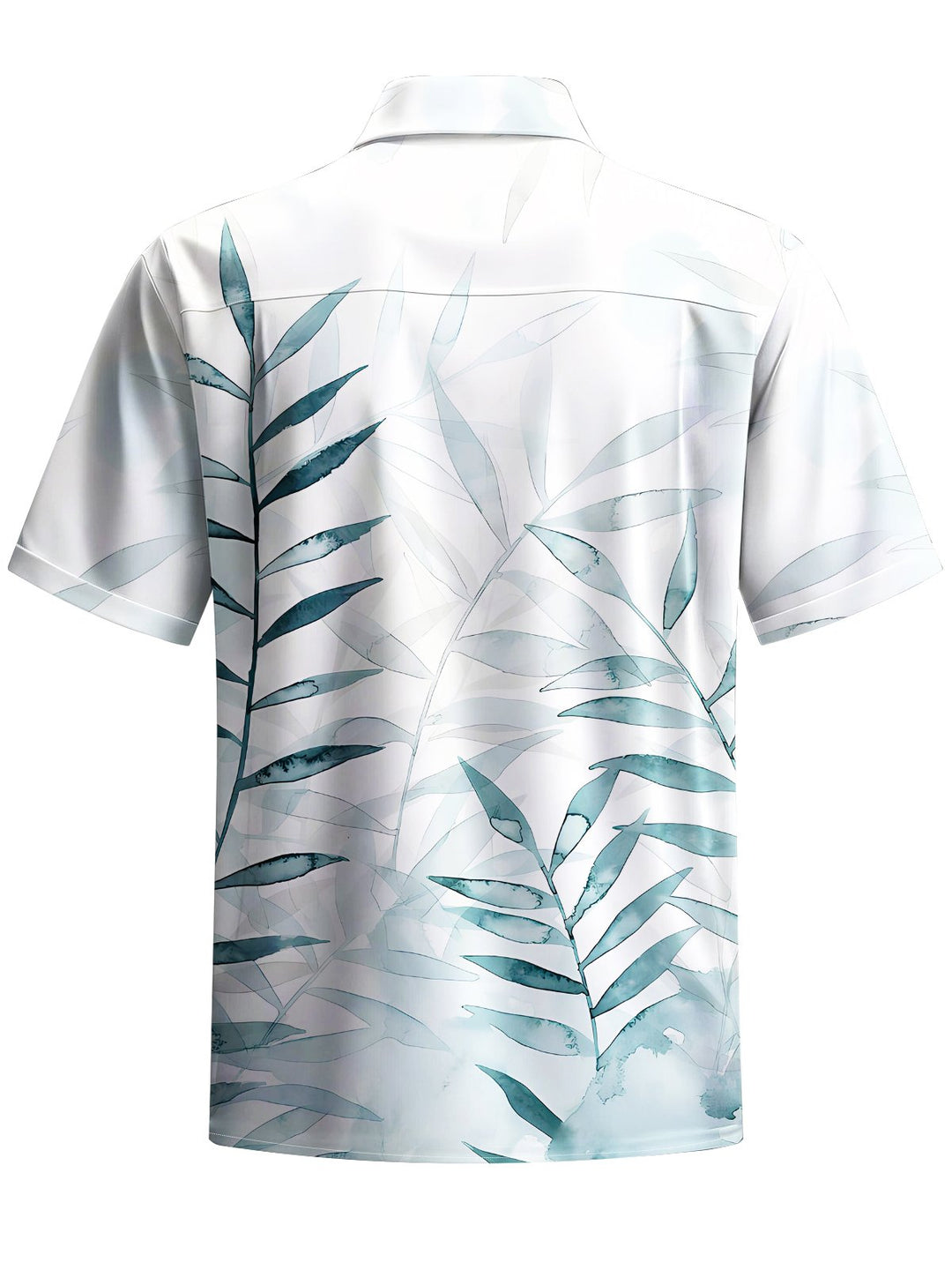 Alohadaddy® Hawaiian Leaves Art Print Chest Pocket Mens Short Sleeve Shirt Big &amp; Tall