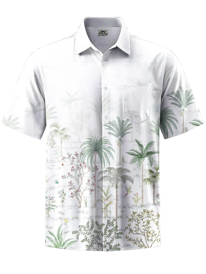 Alohadaddy® Casual Palm Tree Art Print Mens Moisture Wicking Short Sleeve Shirt Big &amp; Tall