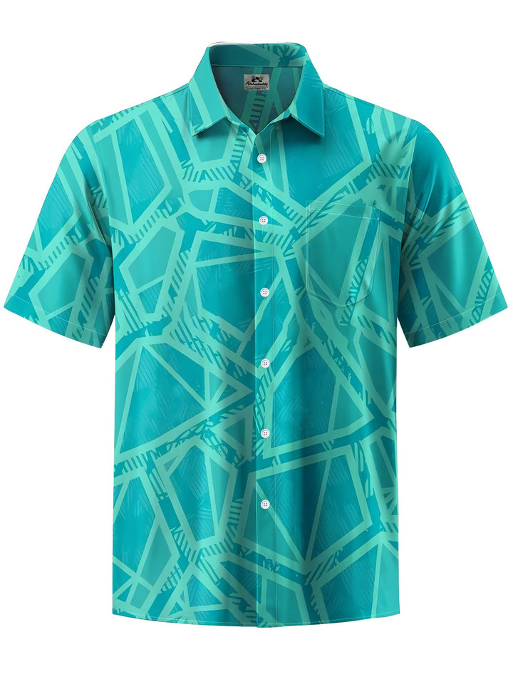 Alohadaddy® Casual Geometric Art Print Chest Pocket Men&
