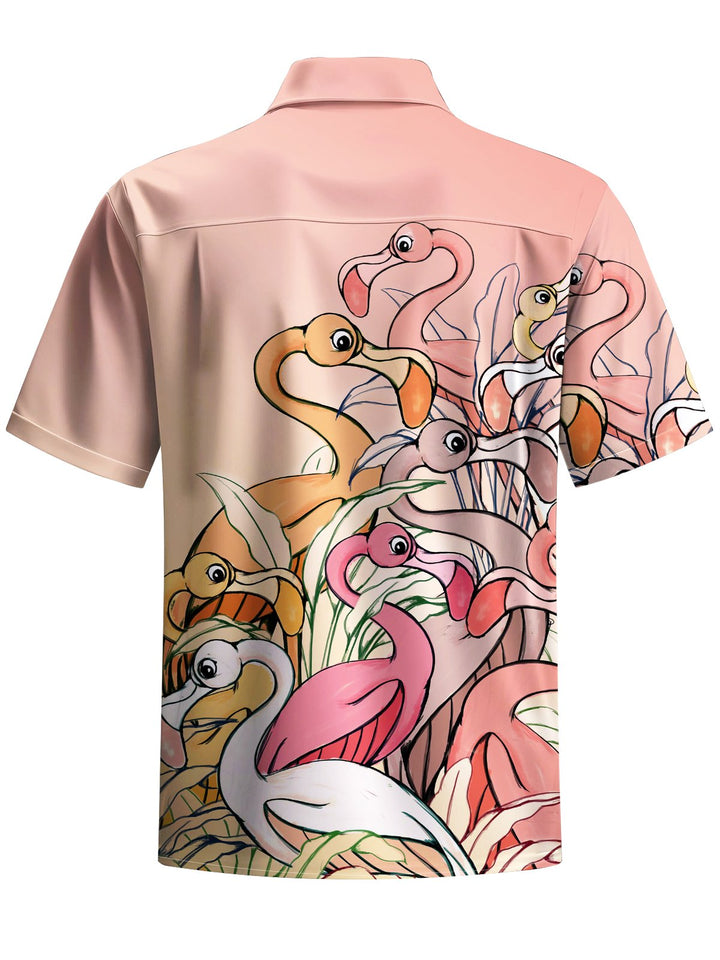 Alohadaddy® Hawaiian Flamingo Art Print Chest Pocket Men&