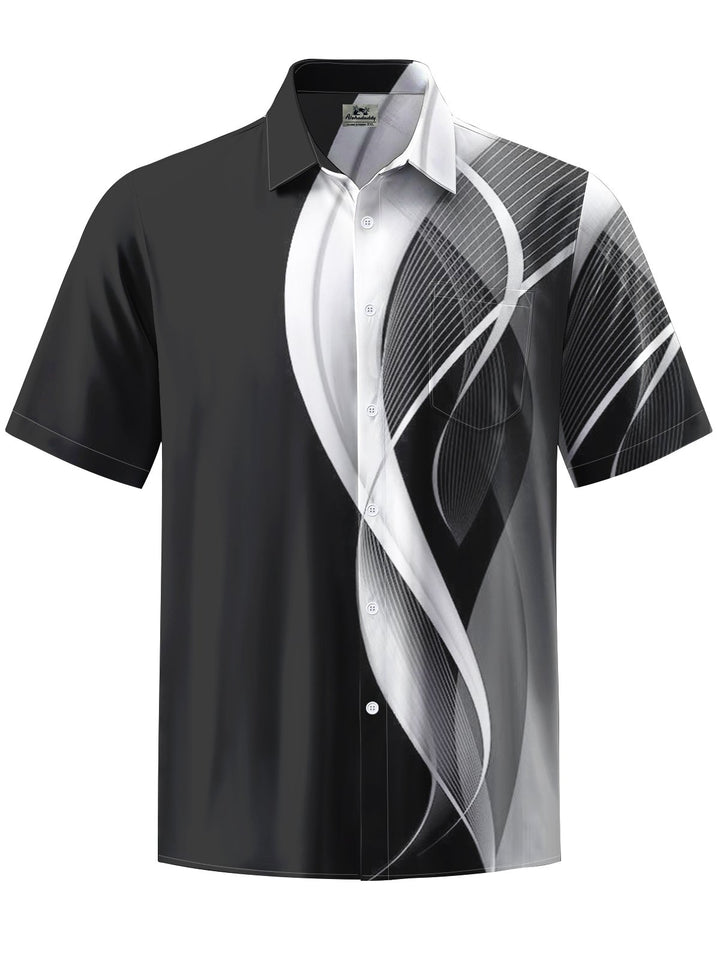 Alohadaddy® Casual Abstract Art Print Chest Pocket Men&