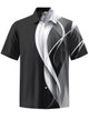 Alohadaddy® Casual Abstract Art Print Chest Pocket Men's Short Sleeve Shirt Big & Tall