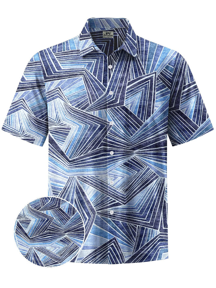 Alohadaddy® Vintage Geometric Art Print Chest Pocket Men&