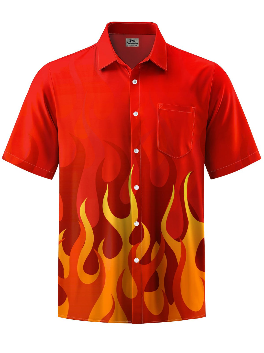 Alohadaddy® Vintage Casual Flame Art Print Chest Pocket Men&