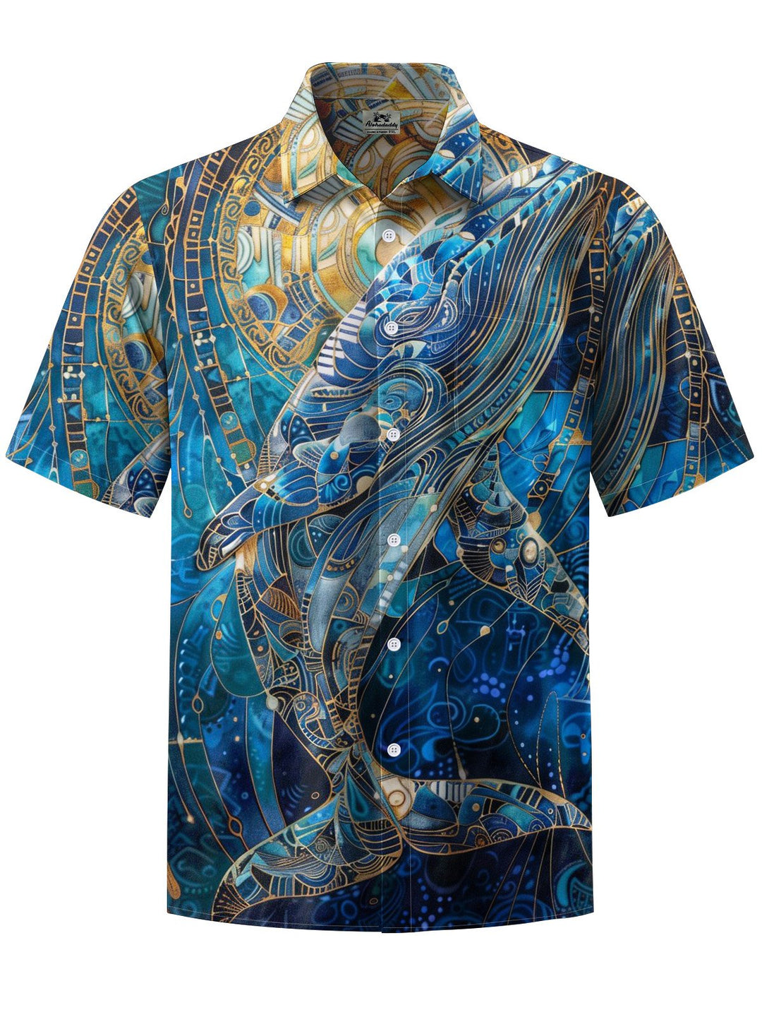 Alohadaddy® Hawaii Whale Art Print Chest Pocket Mens Short Sleeve Shirt Big &amp; Tall