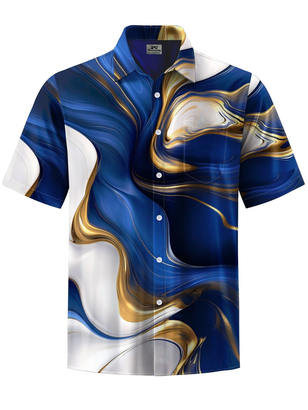 Alohadaddy® Hawaiian Casual Abstract Art Print Chest Pocket Men&