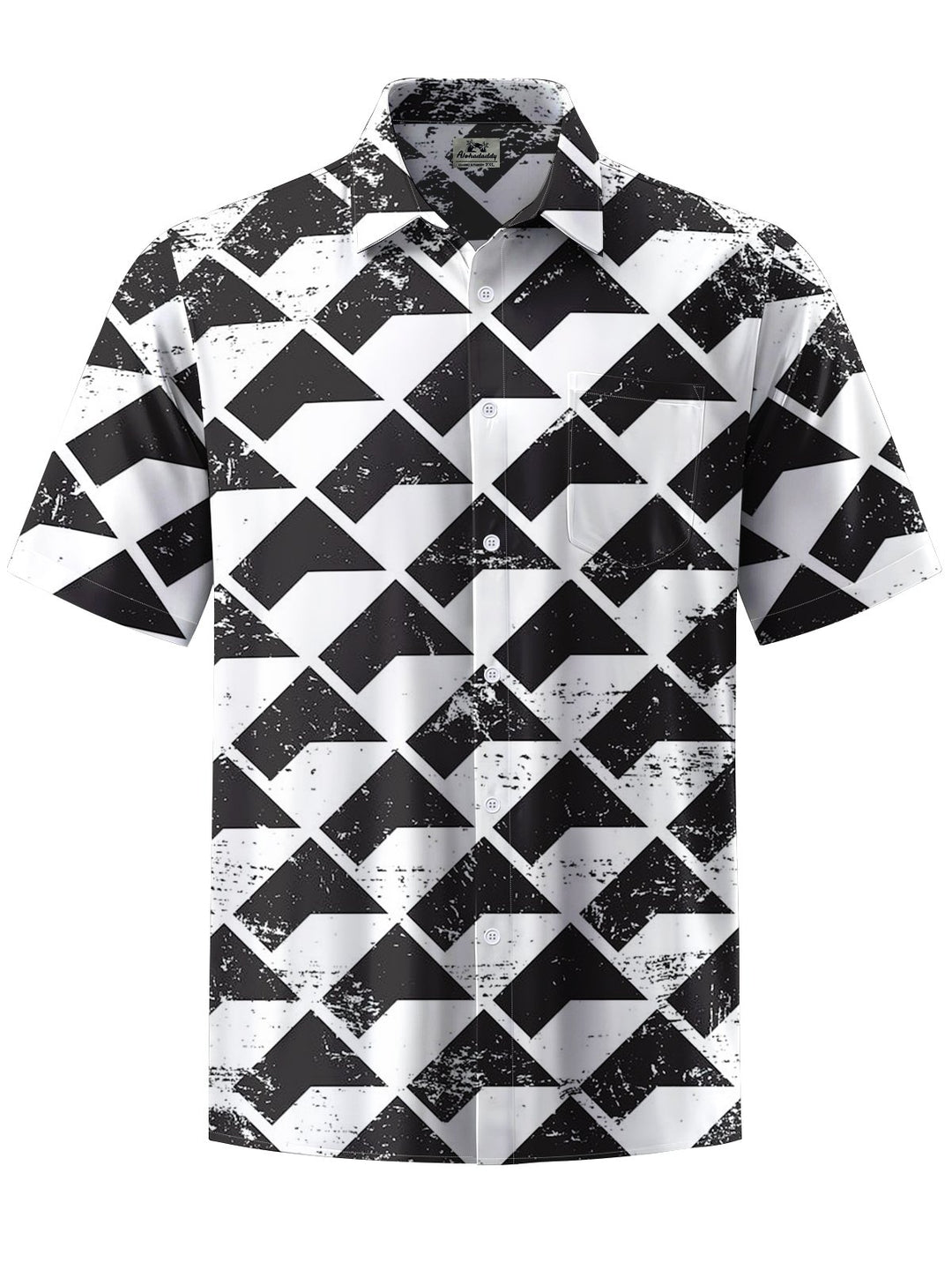 Alohadaddy® Casual Geometric Art Print Chest Pocket Men&