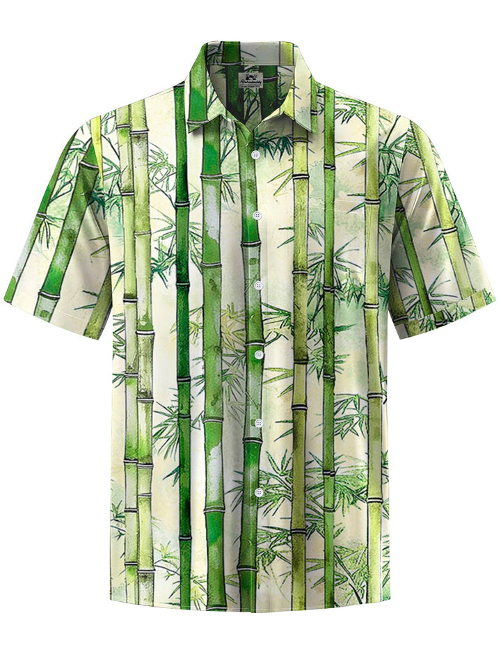 Alohadaddy® Hawaiian Bamboo Art Print Chest Pocket Men&