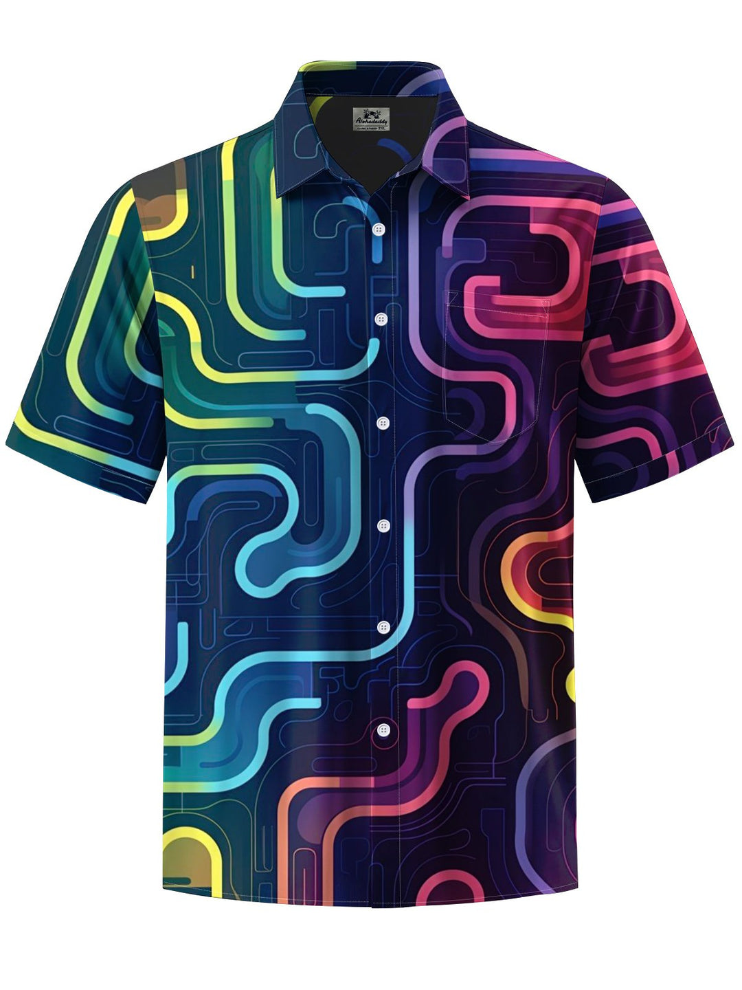 Alohadaddy® Casual Vintage Stripe Art Print Chest Pocket Men&