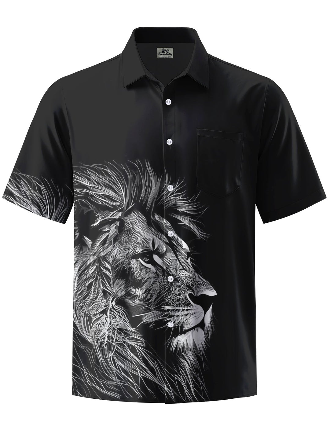 Alohadaddy® Casual Lion Head Printed Chest Pocket Men&