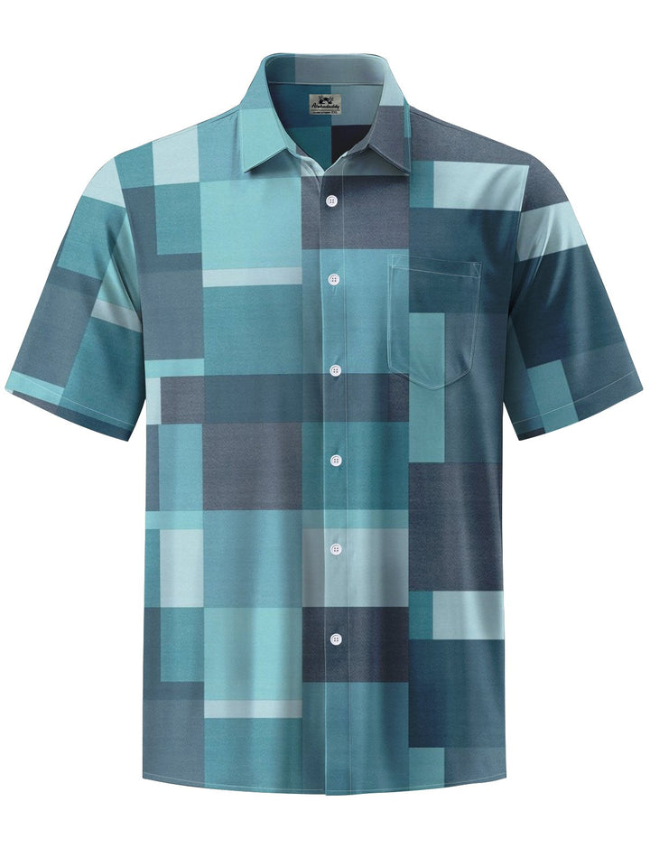 Alohadaddy® Retro Geometric Art Print Chest Pocket Men&