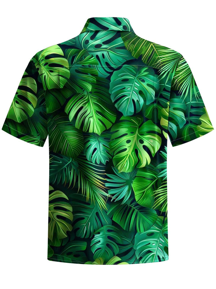 Alohadaddy® Hawaiian Palm Leaf Art Print Chest Pocket Men&