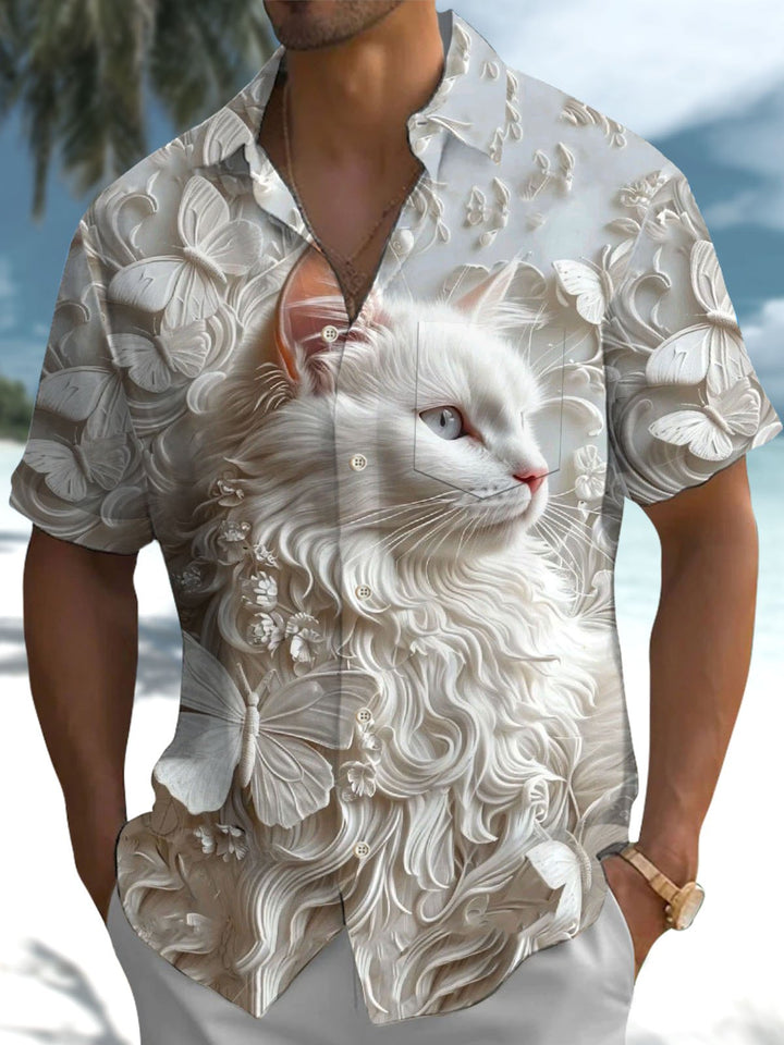 Alohadaddy® Casual Cat Print Pocket Stretch Men&