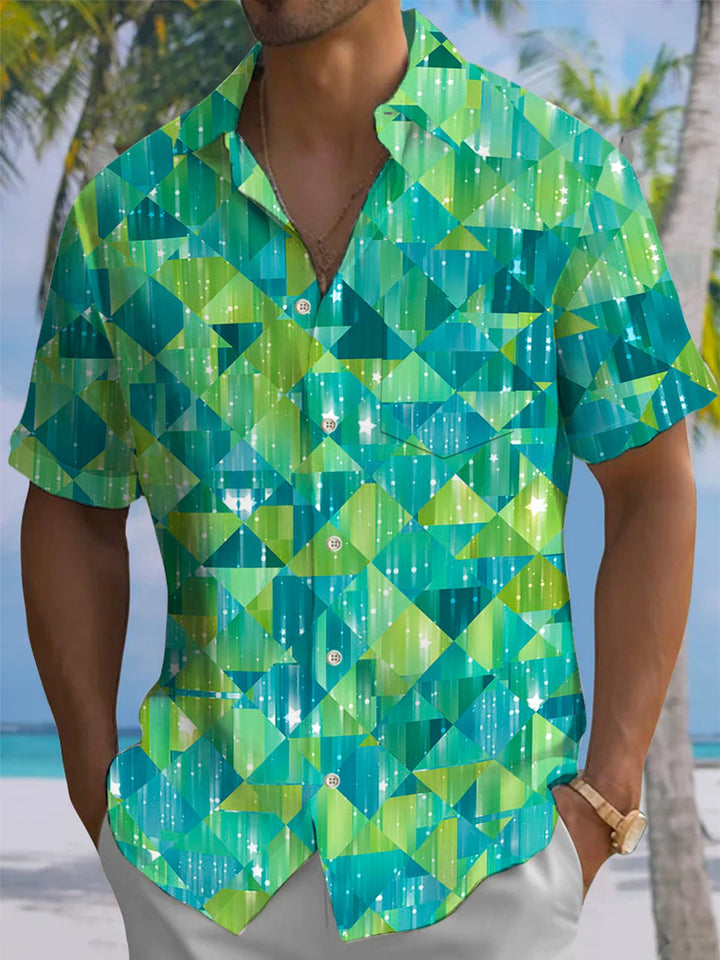 Alohadaddy® Casual Geometric Triangle Print Pocket Stretch Men&
