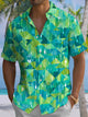 Alohadaddy® Casual Geometric Triangle Print Pocket Stretch Men's Short Sleeve Shirt Big & Tall