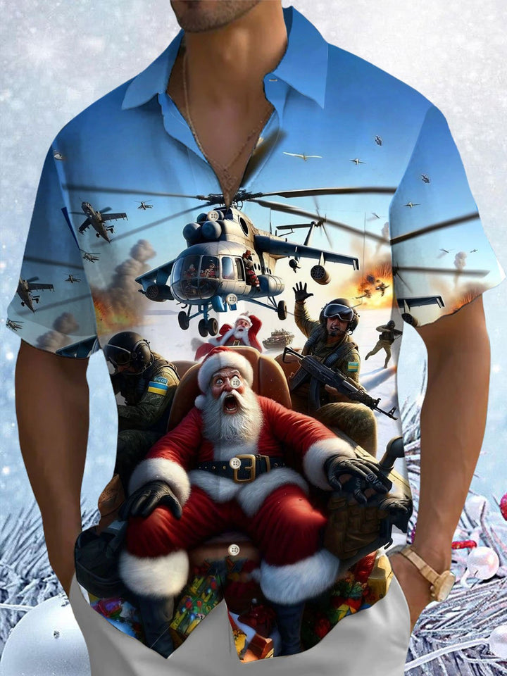 Alohadaddy® Christmas Santa Claus Graphic Print Pocket Elastic Button Men&
