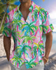 Alohadaddy® Hawaiian Palm Tree Print Pocket Elastic Button Men's Long Sleeve Shirt Big & Tall