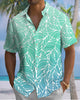 Alohadaddy® Vintage Gradient Leaf Print Art Pocket Button Stretch Men's Short-Sleeve Shirt Big & Tall