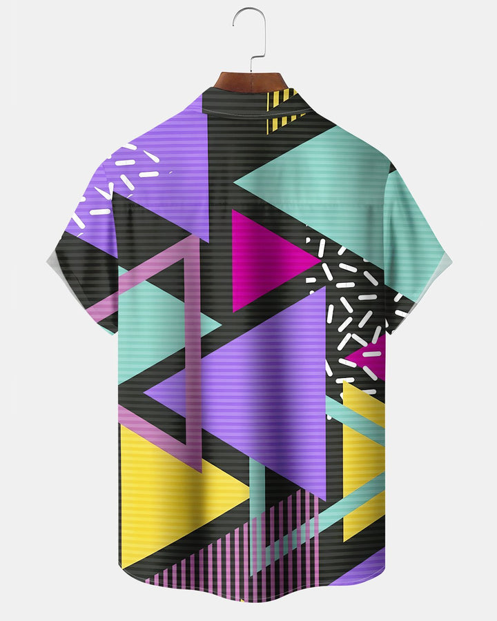 Alohadaddy® Casual Geometric Print Art Button Pocket Cardigan Men&