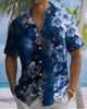 Alohadaddy® Hawaiian Gradient Floral Print Art Button Pocket Cardigan Men's Short-Sleeve Shirt Big & Tall