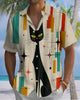 Alohadaddy® Vintage Atomic Print Art Button Pocket Cardigan Men's Short Sleeve Shirt Big & Tall