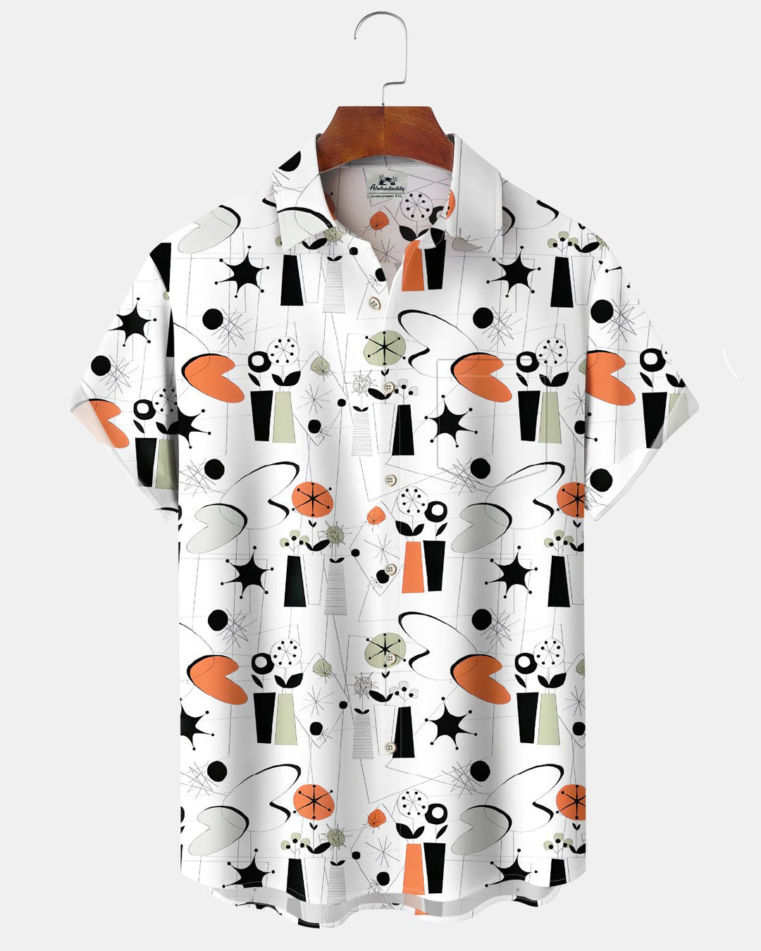 Alohadaddy® Casual Geometric Print Art Button Pocket Cardigan Men&