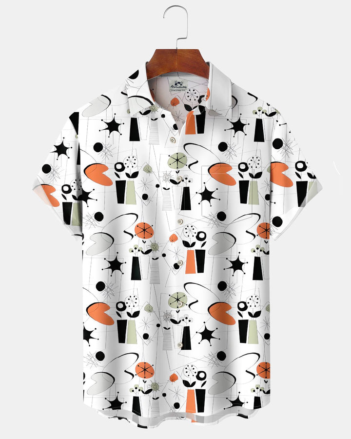 Alohadaddy® Casual Geometric Print Art Button Pocket Cardigan Men&