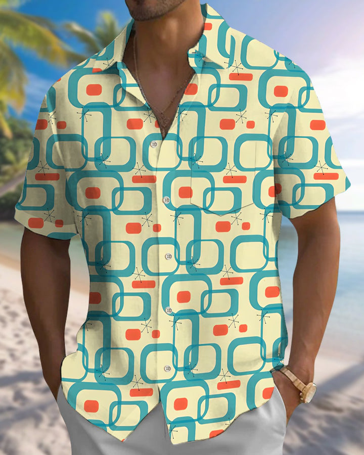 Alohadaddy® Casual Abstract Print Art Button Pocket Cardigan Men&
