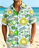 Alohadaddy® Hawaiian Cocktail Print Art Button Pocket Cardigan Men's Short Sleeve Shirt