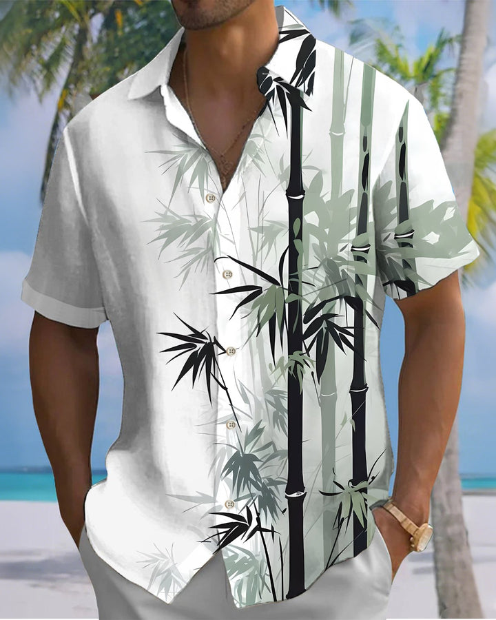 Alohadaddy® Casual Bamboo Print Artistic Button Pocket Cardigan Men&