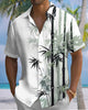 Alohadaddy® Casual Bamboo Print Artistic Button Pocket Cardigan Men's Short Sleeve Shirt