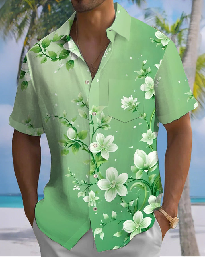 Alohadaddy® Casual Floral Print Art Button Pocket Cardigan Men&