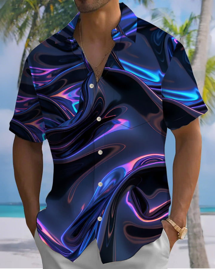 Alohadaddy® Retro Abstract Print Art Button Pocket Cardigan Men&