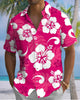 Alohadaddy® Men's Short-Sleeve Button-Down Shirt with Floral Print and Chest Pocket
