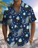 Alohadaddy® Men's Short-Sleeve Button-Down Shirt – Retro Space Cat Graphic Print with Pocket