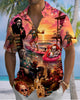 Alohadaddy® Holiday Halloween Graphic Print Button-Down Pocket Cardigan-Style Men's Short-Sleeve Shirt