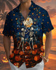Alohadaddy® Men's Short-Sleeve Button-Down Shirt  Vintage Halloween Graphic Print with Pocket