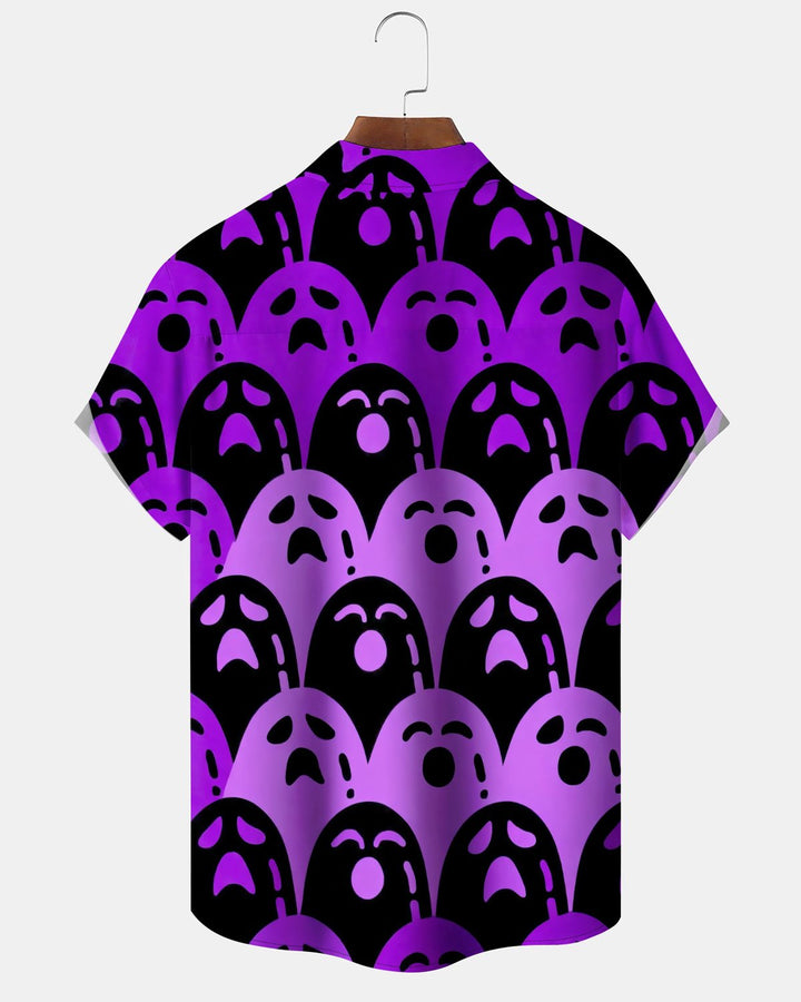 Alohadaddy® Holiday/Halloween Print Button-Down Short-Sleeve Shirt with Pocket
