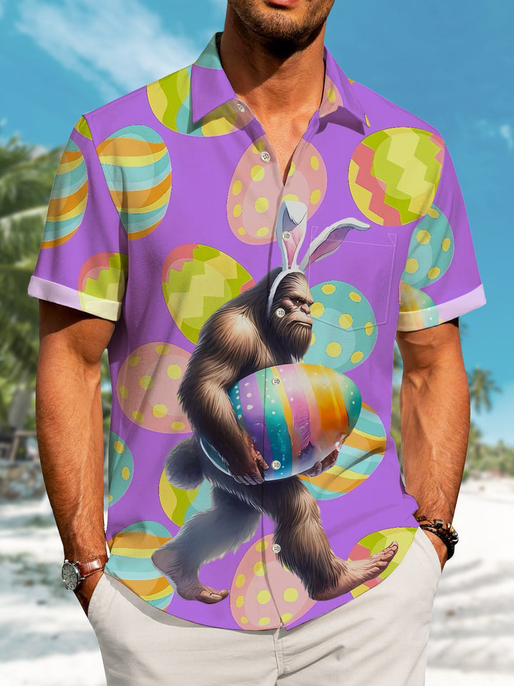 Alohadaddy Hawaii Easter Bigfoot Print Art Buttons Stretch Large Size Men&