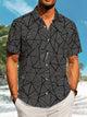 Alohadaddy Casual Geometric Stripes Print Art Pockets Buttons Stretch Oversize Shirt