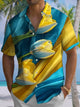 Alohadaddy Casual Collection Hawaiian Abstract Flowers Print Art Button Cardigan Pockets Fresh Stretch Polyester Short Sleeve Shirt