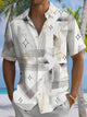Alohadaddy Casual Stripes Geometric Art Print Polyester Stretch Button Cardigan Pockets Oversized Long Short Sleeve Shirt