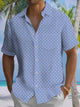 Alohadaddy Casual Everyday Geometric Art Print Polyester Pocket Cardigan Stretch Long Oversized Short Sleeve Shirt
