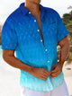 Alohadaddy® Hawaii Ombre Geometric Print Stretch Large Size Chest Pocket Men's Short Sleeve Shirt