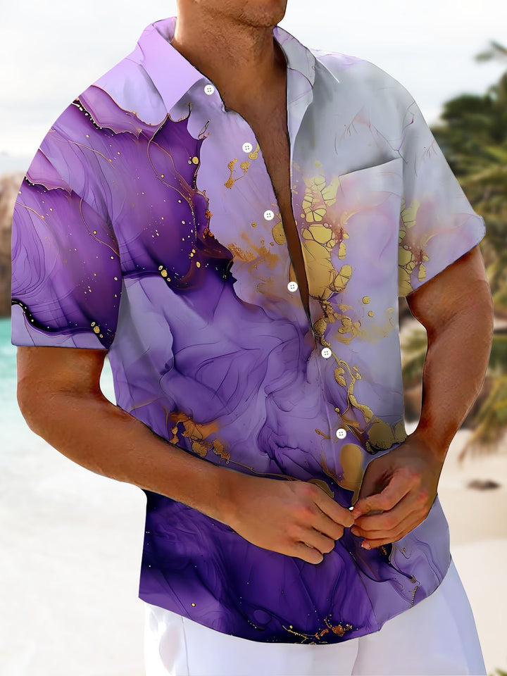 Alohadaddy® Casual Abstract Texture Print Chest Pocket Men&